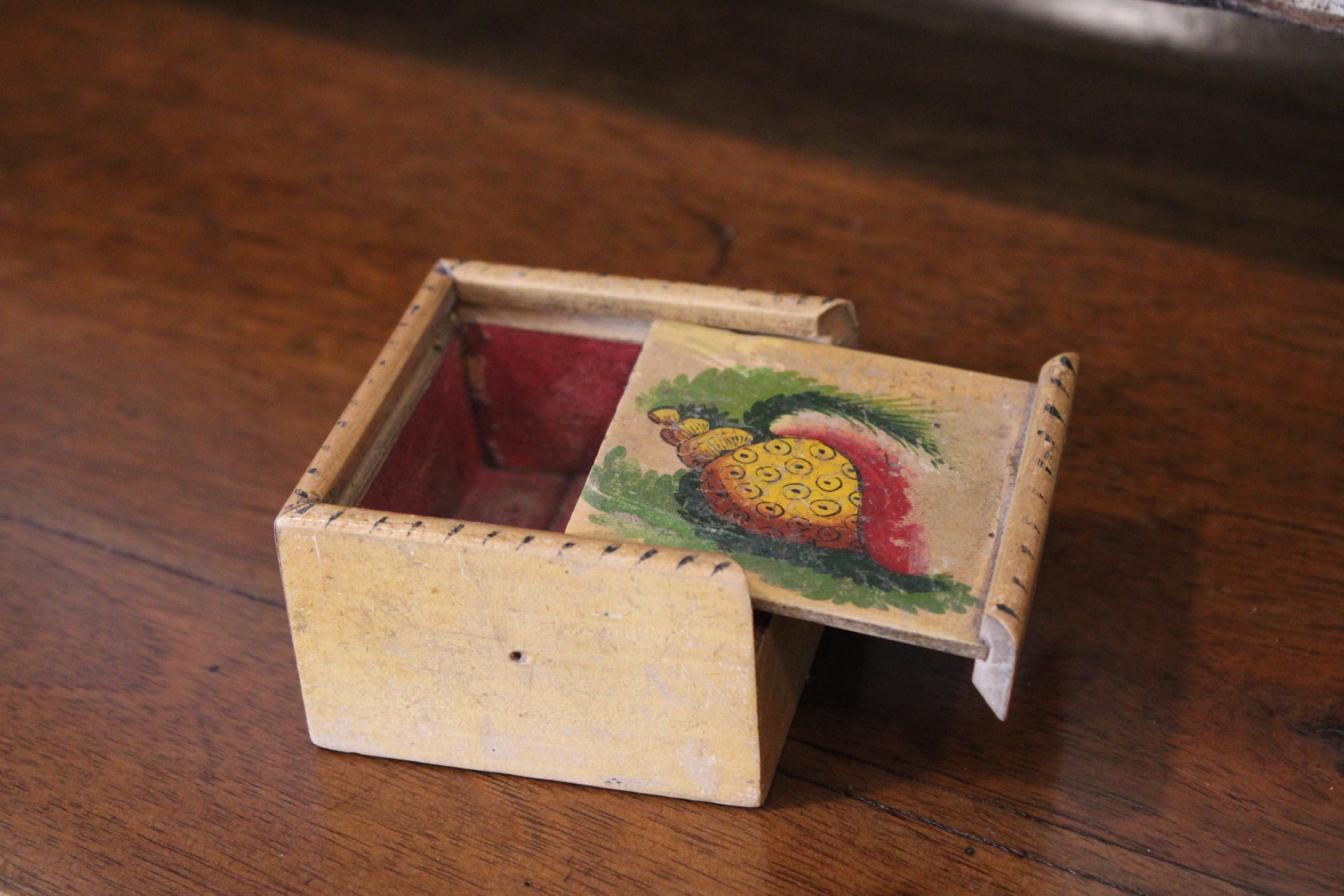 19th Century Scottish Hand-Painted Mauchline Box, Sliding Top