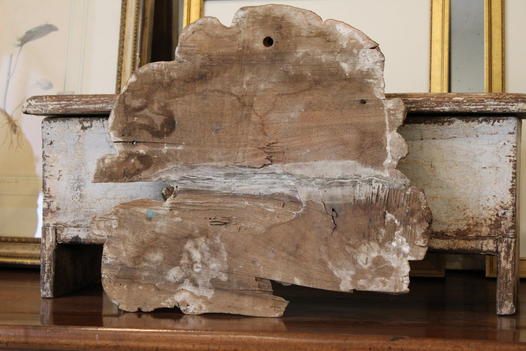 Antique 18th Century Italian Painted Polychrome Wood Carved Angel