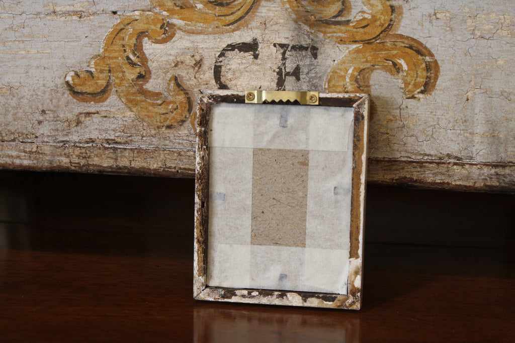 Vintage Reverse Glass Petite  Beetle in a Cream Reeded Frame