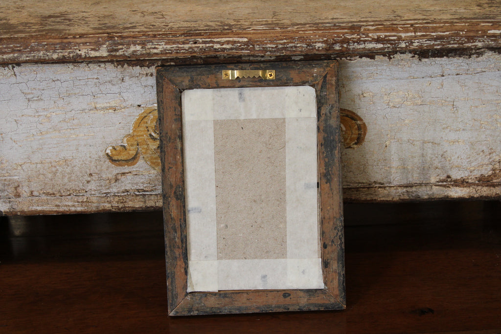 Vintage Reverse Glass Blue Dragonfly in a Grey Reeded Frame