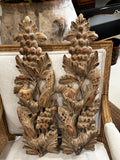 Pair of Antique Carved Wooden Decorative Swags