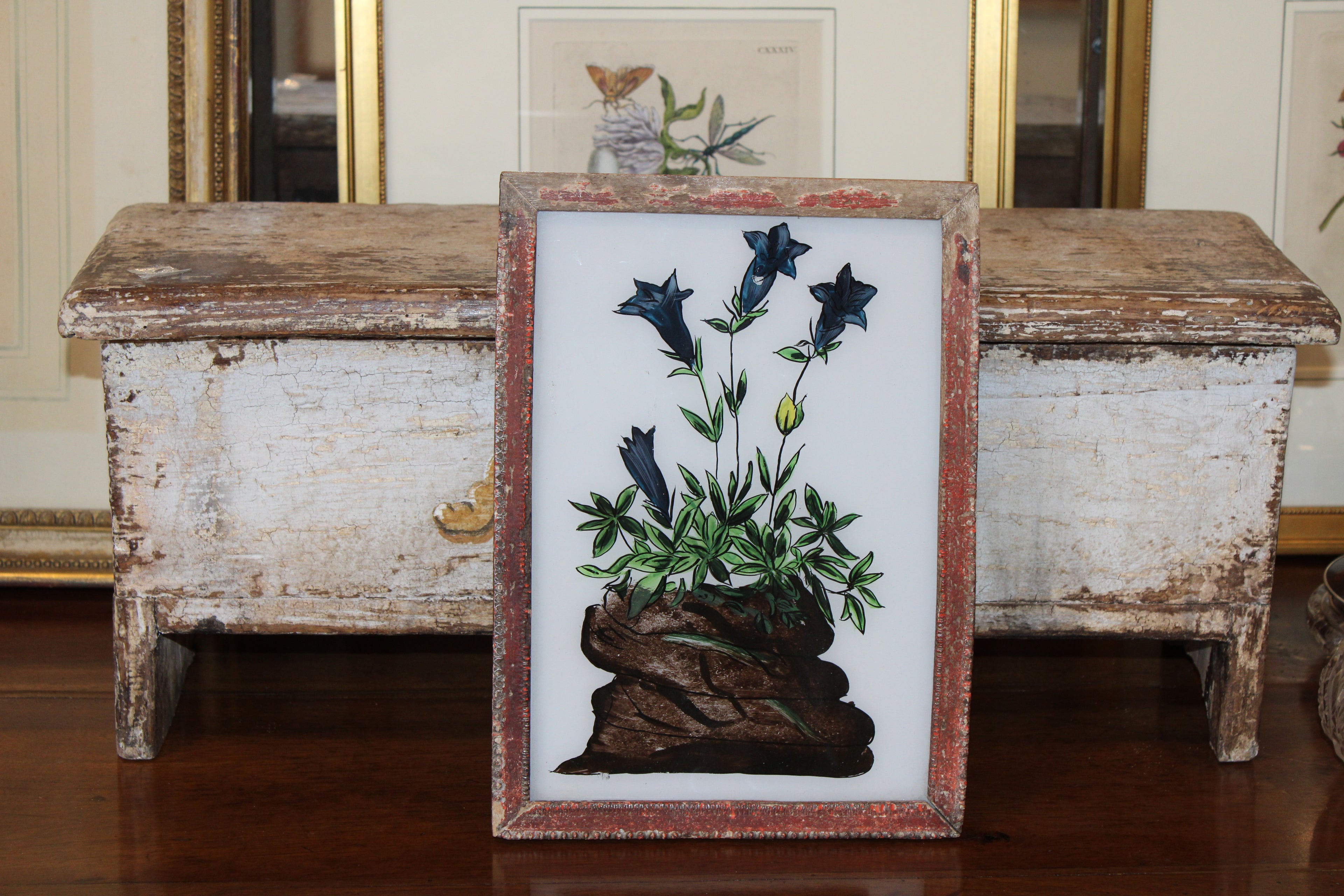 Vintage Reverse Glass Large Floral