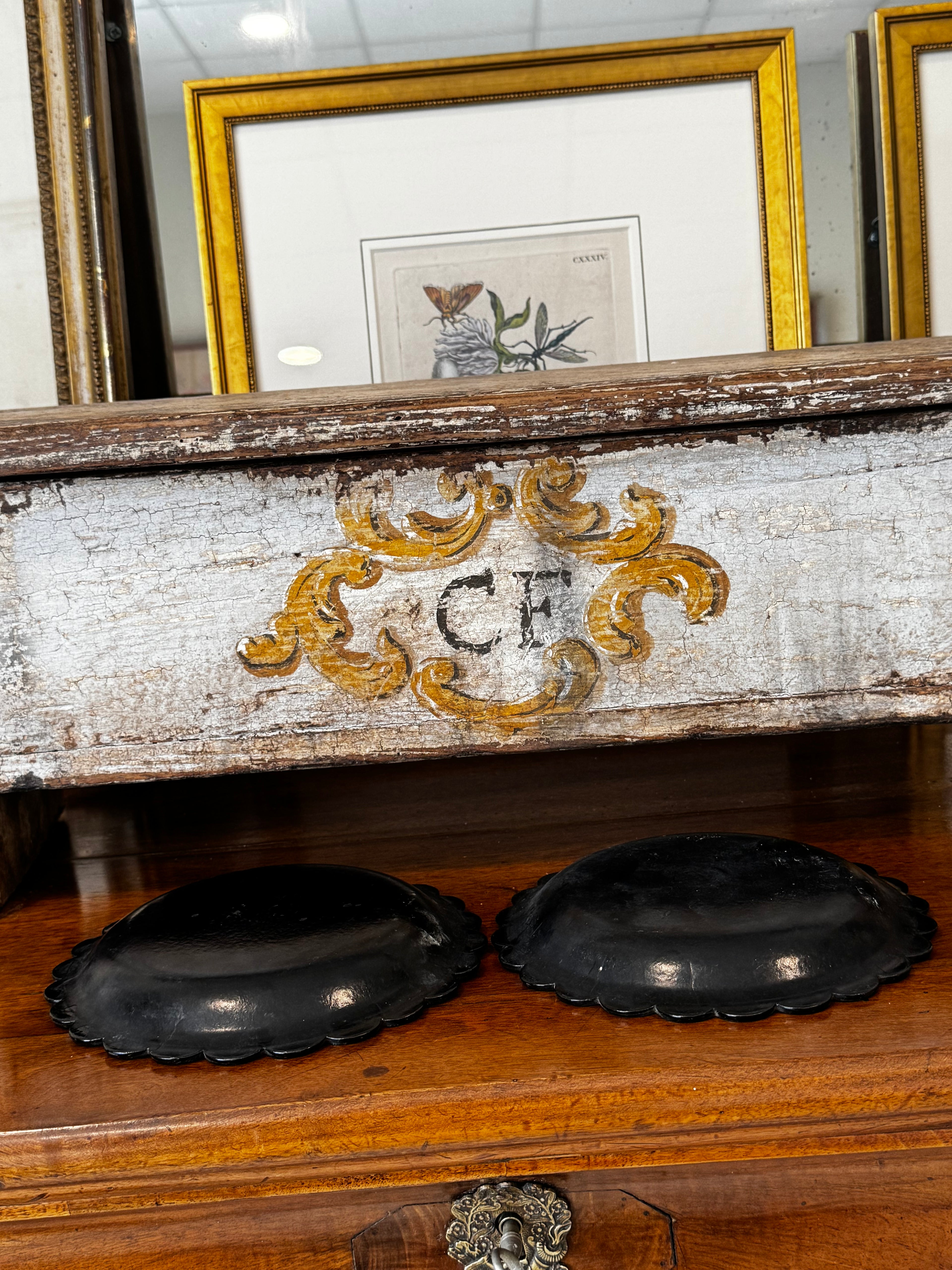 Pair Papier Mache with Stars - Napoleon Plates/Coasters - Victorian Circa 1840