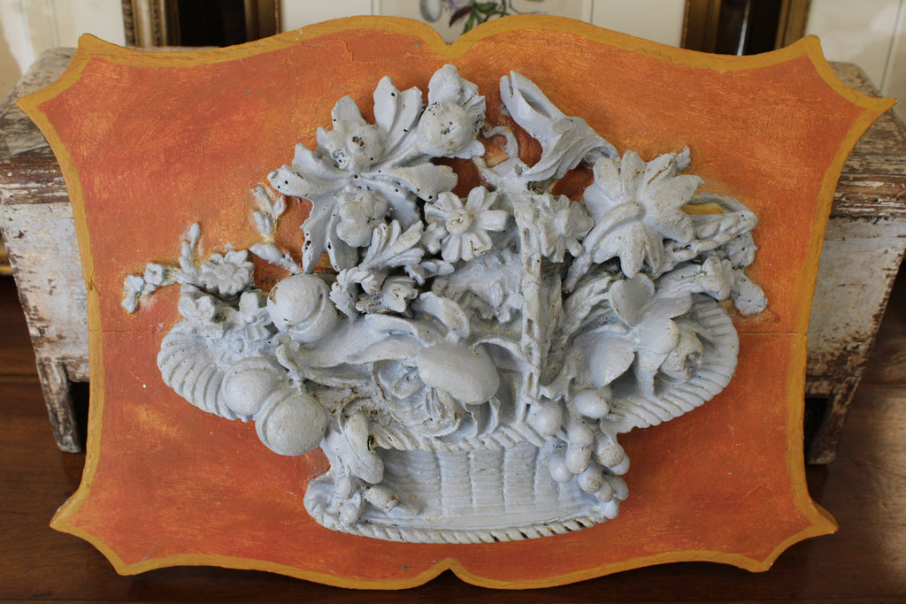 Antique French Floral Relief Plaque