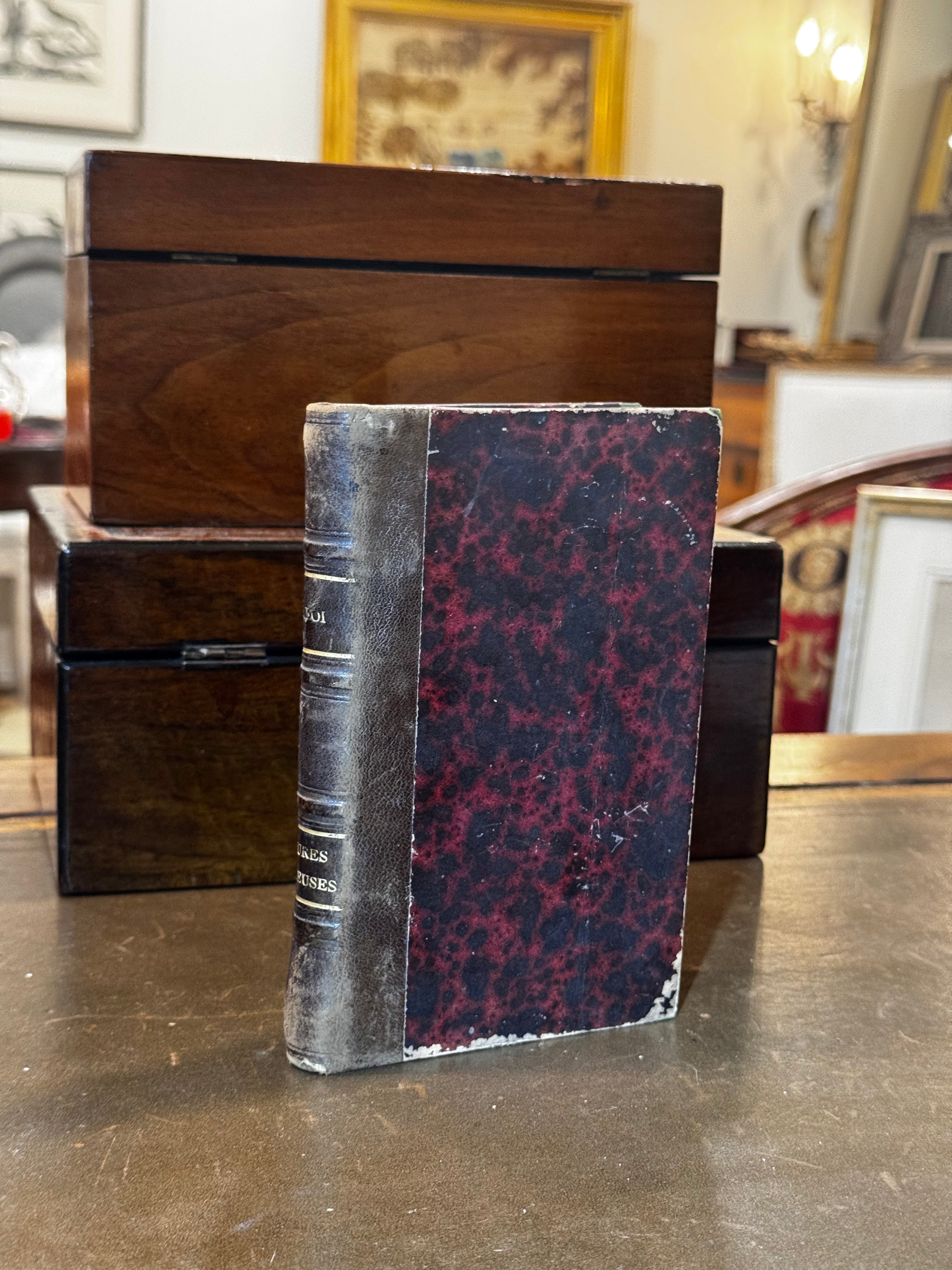 Antique Small Brown Leather Book – Paris, France (Circa 1850)