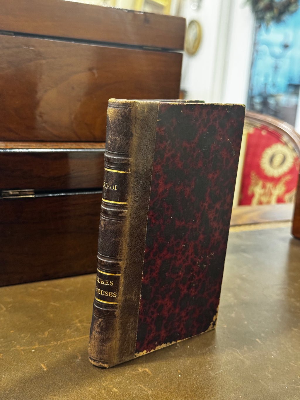 Antique Small Brown Leather Book – Paris, France (Circa 1850)