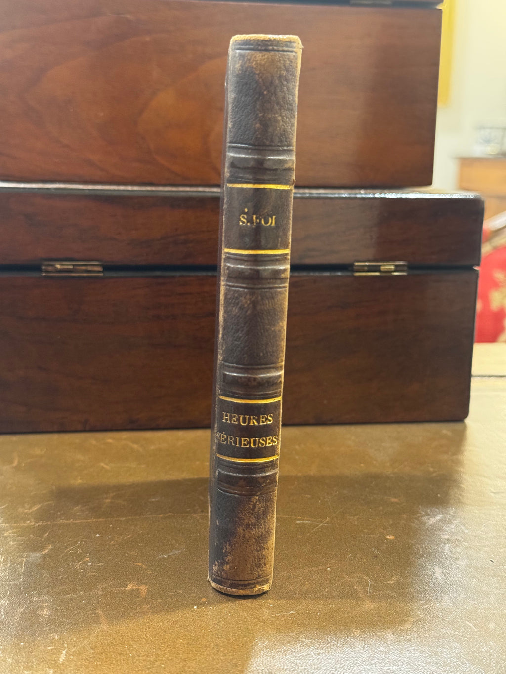 Antique Small Brown Leather Book – Paris, France (Circa 1850)