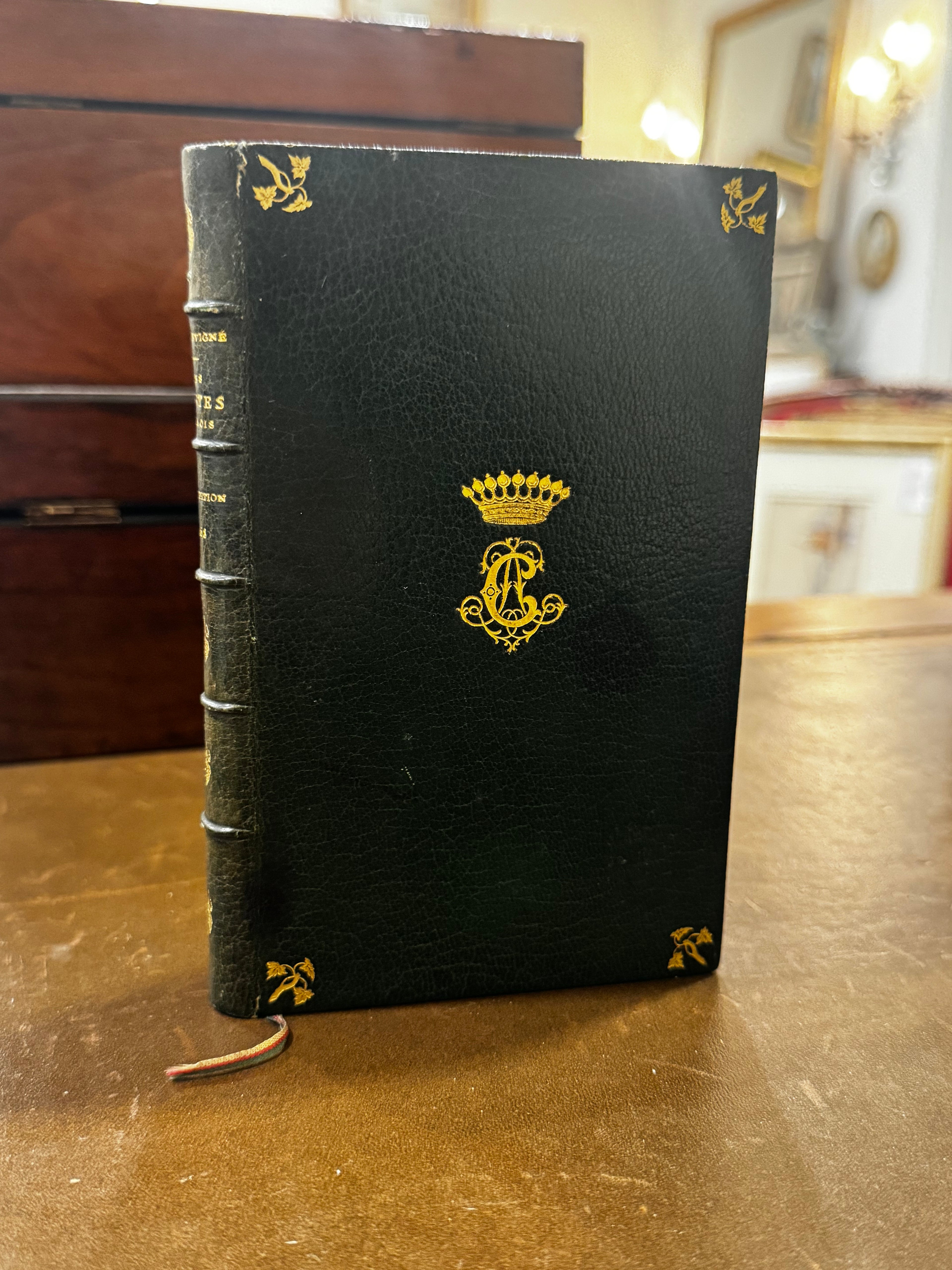 Antique Early 19th Century Green Full Leather Book – Custom Binding, Paris, France