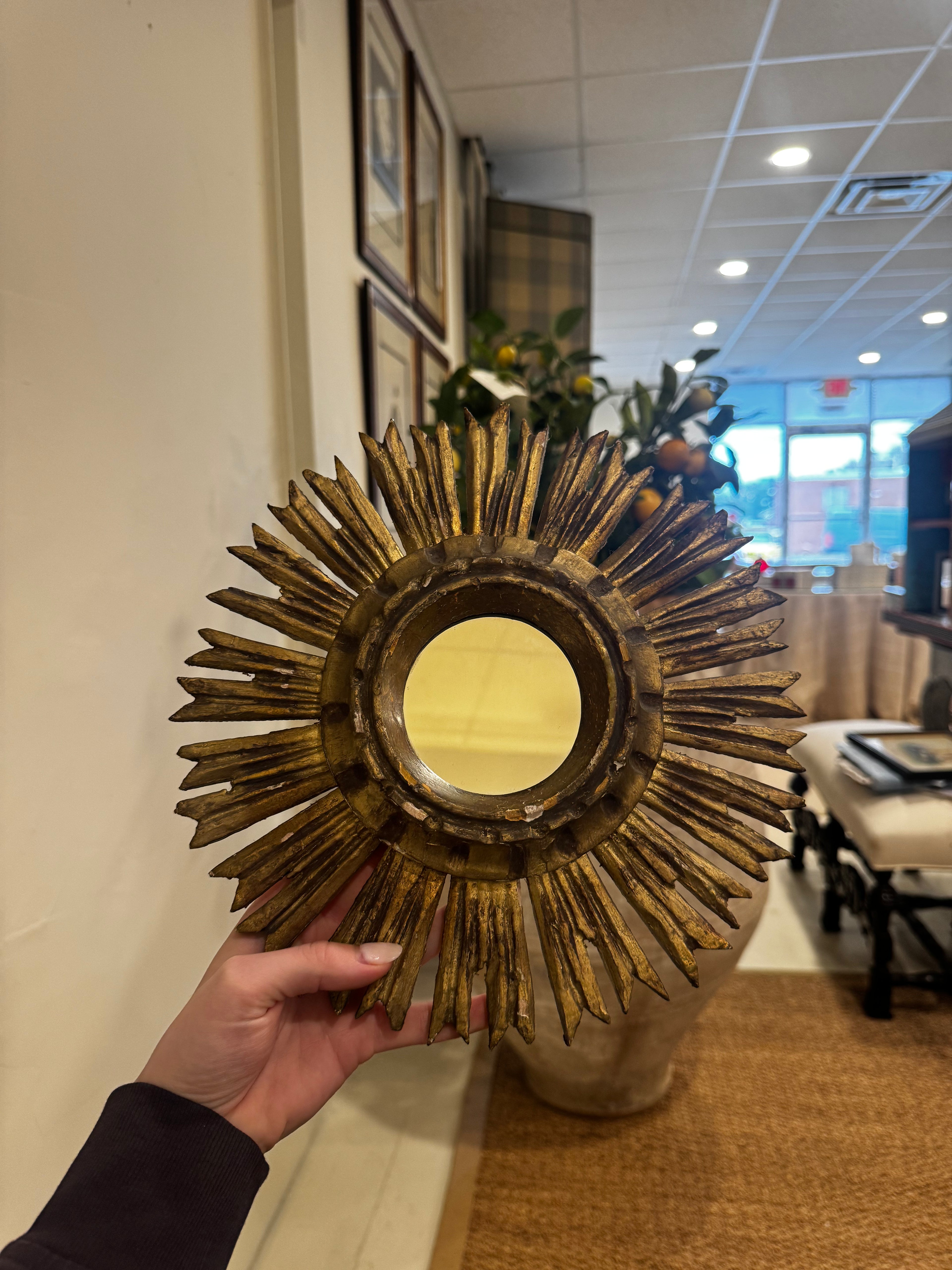 Vintage Spanish Gold Giltwood Starburst Mirror