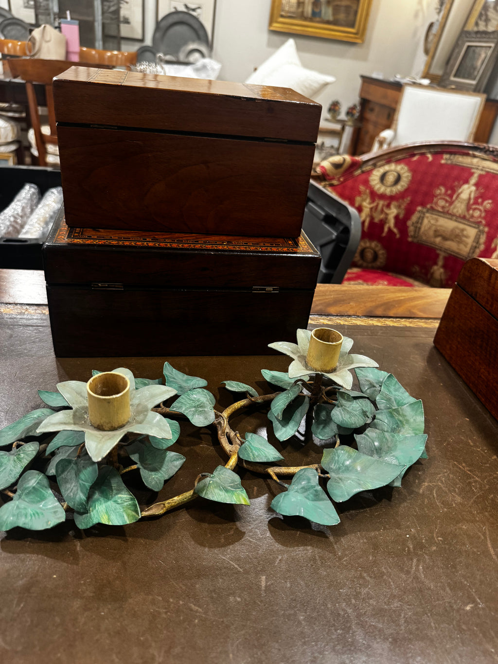 Vintage Italian Ivy Toleware Candlebra