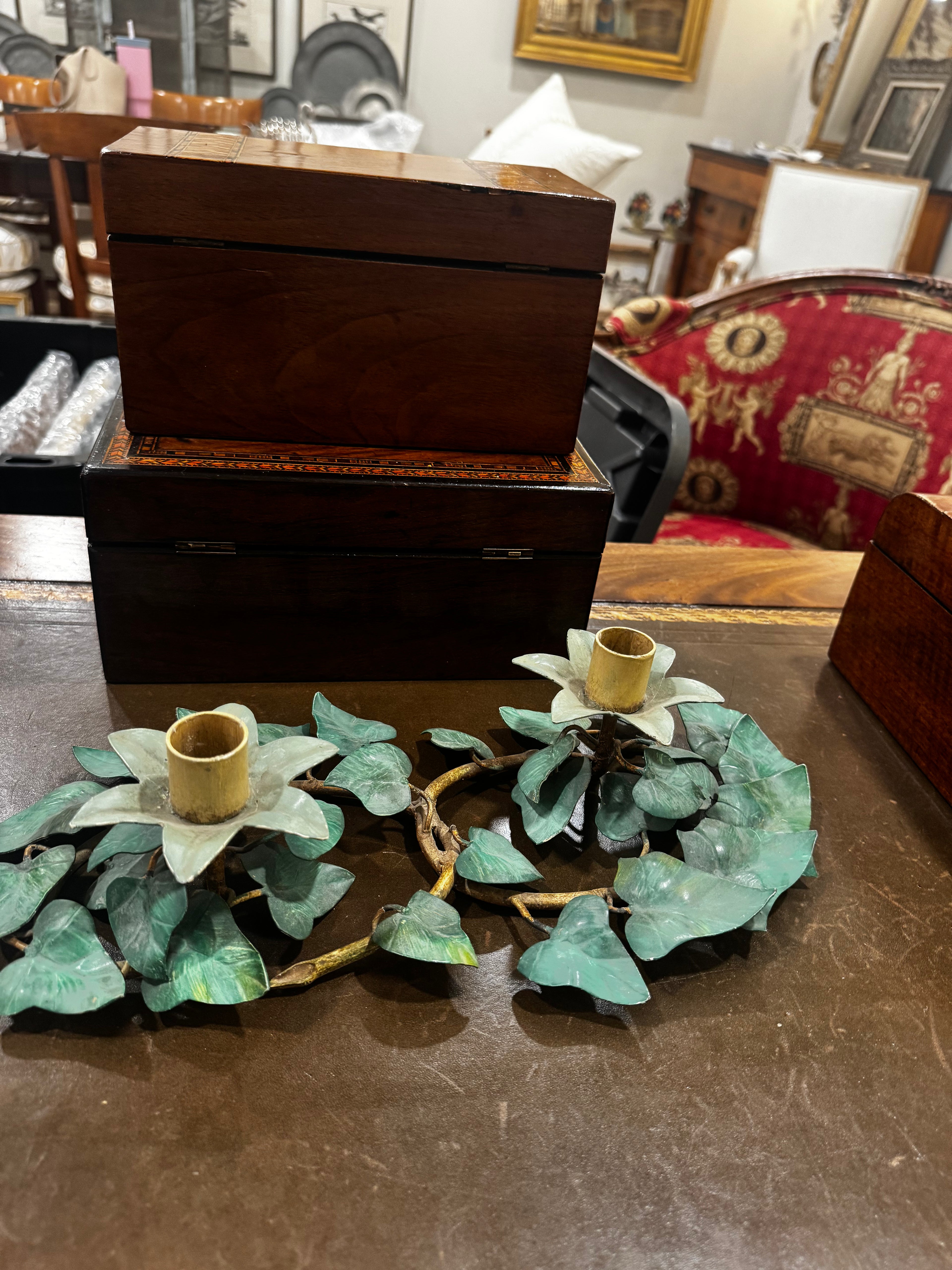 Vintage Italian Ivy Toleware Candlebra