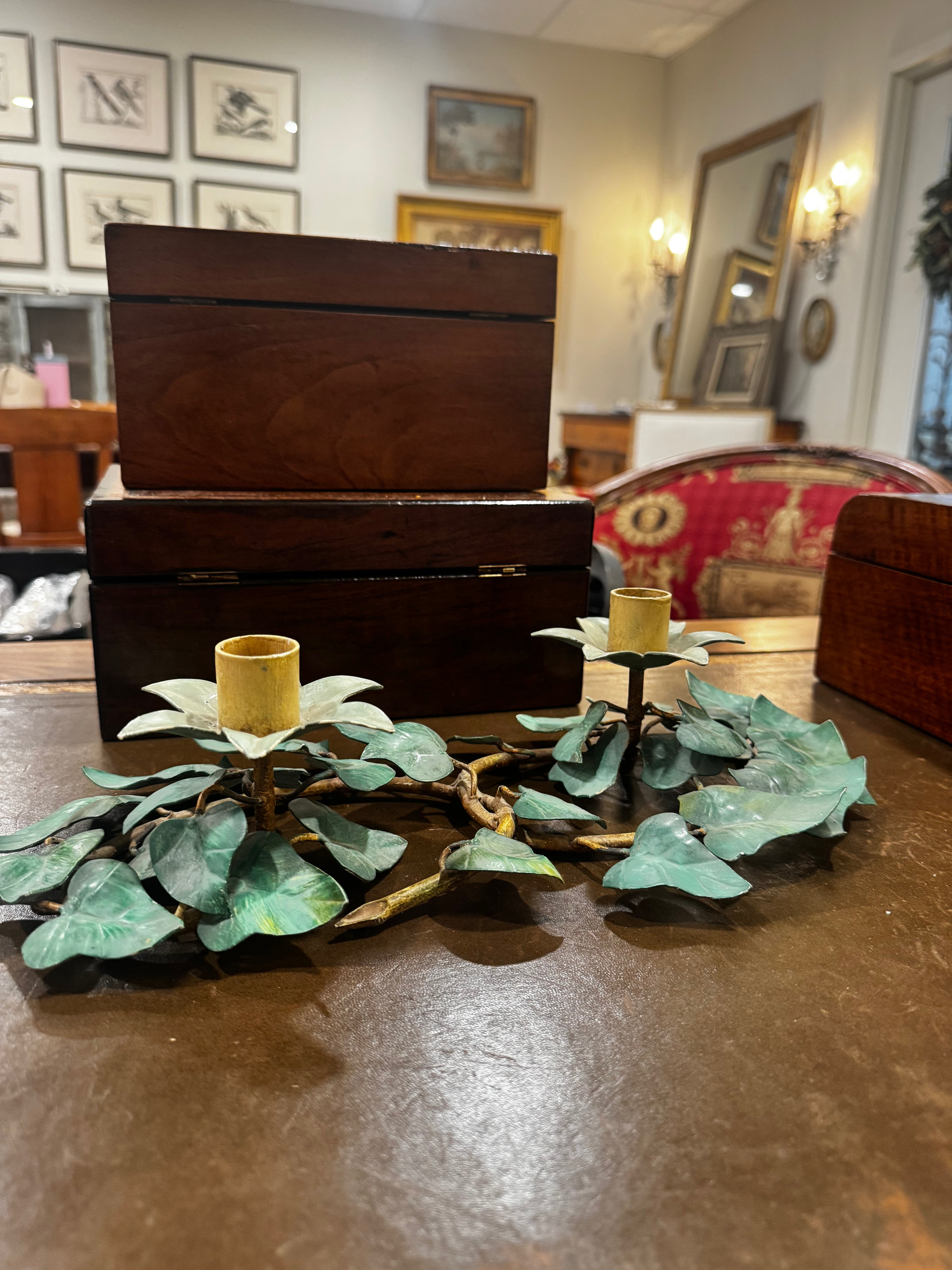 Vintage Italian Ivy Toleware Candlebra
