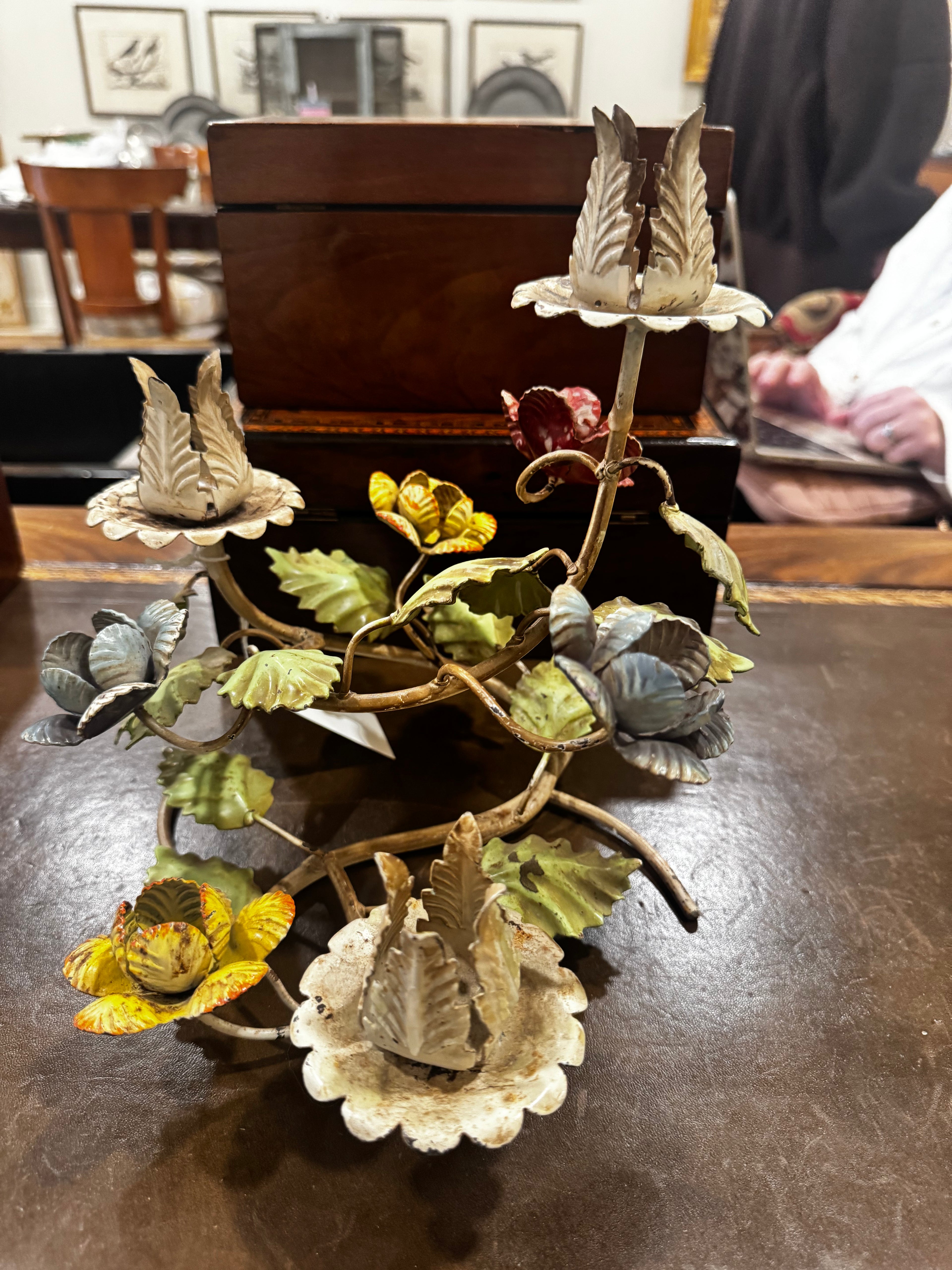 Vintage Italian Toleware - Floral Candelabra