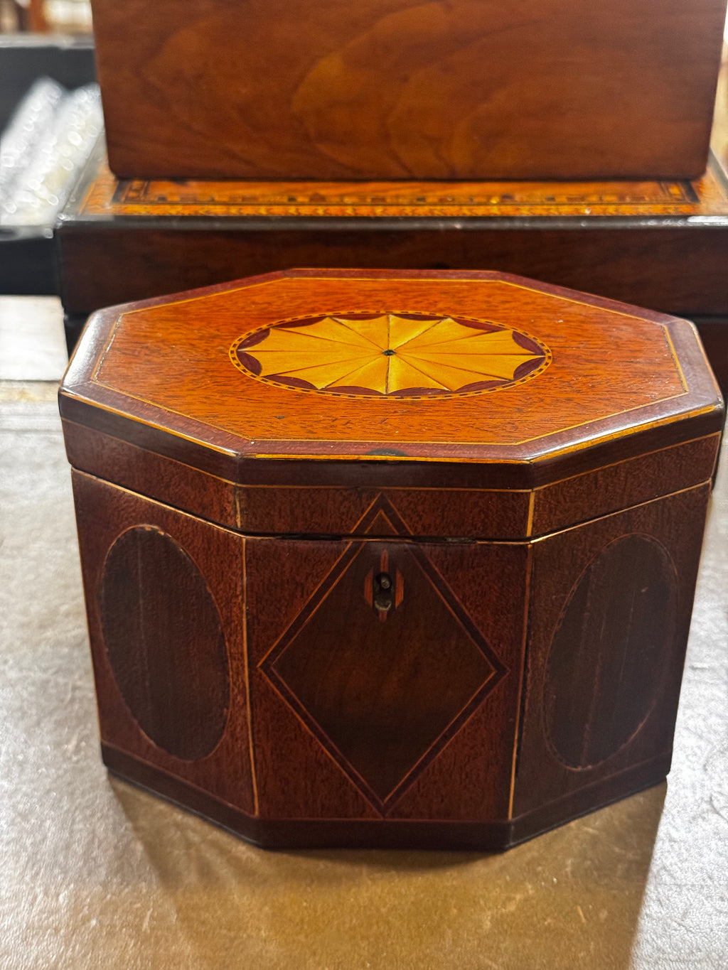 19th Century Inlay Tea Caddy