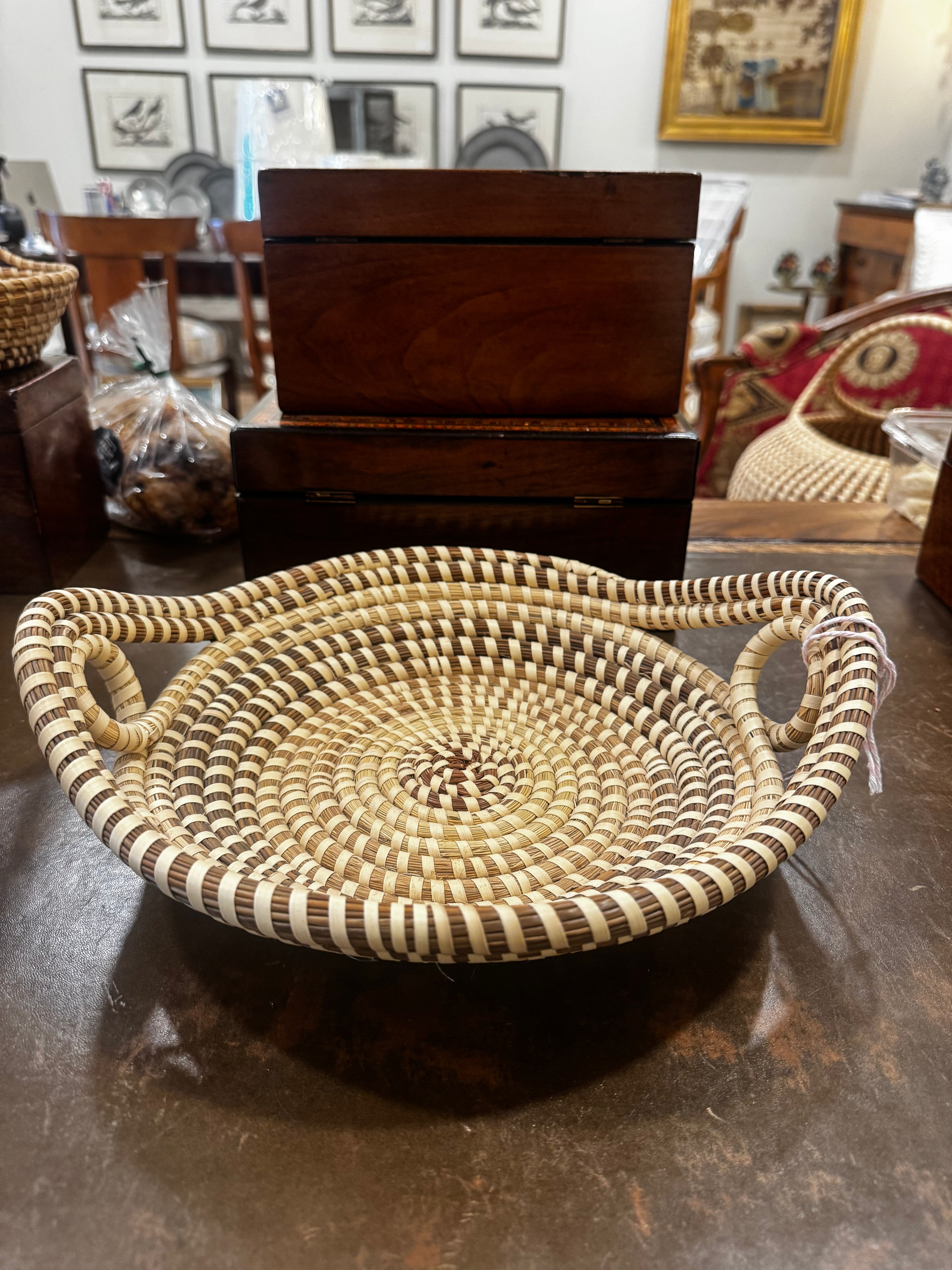 Vintage Charleston Gullah Sweetgrass Basket – Double Handle