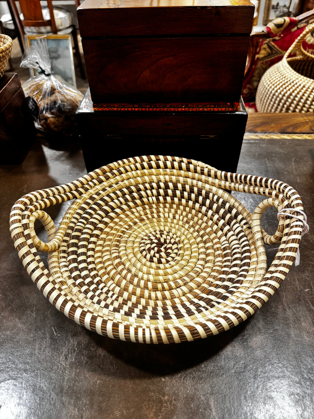 Vintage Charleston Gullah Sweetgrass Basket – Double Handle