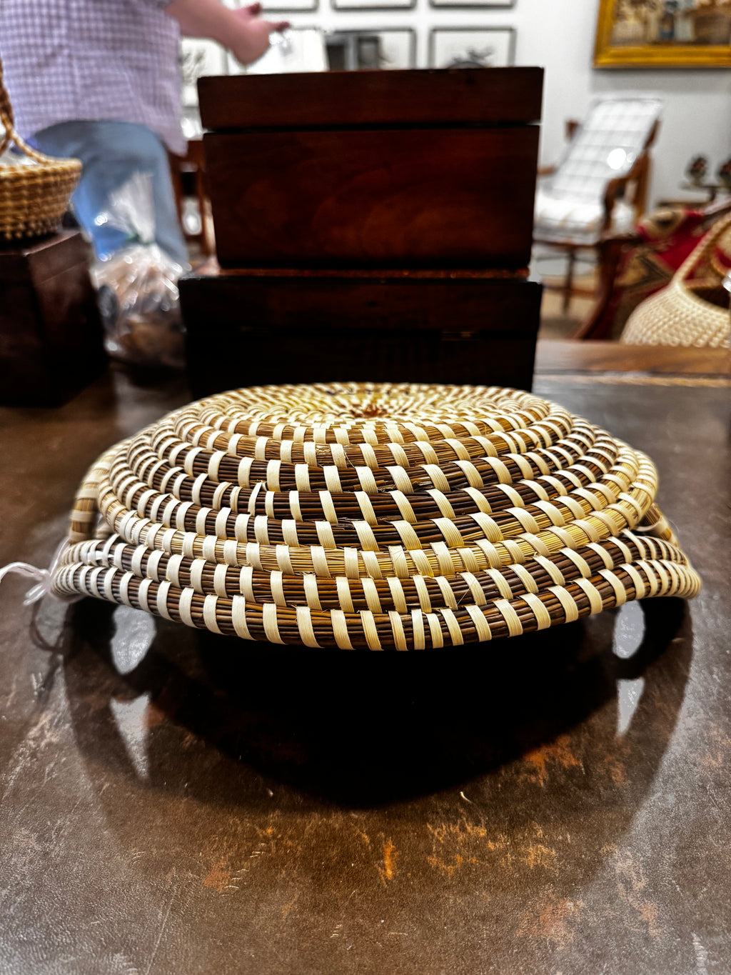 Vintage Charleston Gullah Sweetgrass Basket – Double Handle
