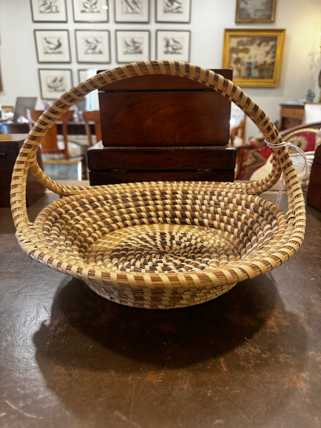 Vintage Charleston Gullah Sweetgrass Basket with Handle