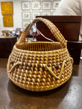Vintage Charleston Gullah Sweetgrass Basket with Handle