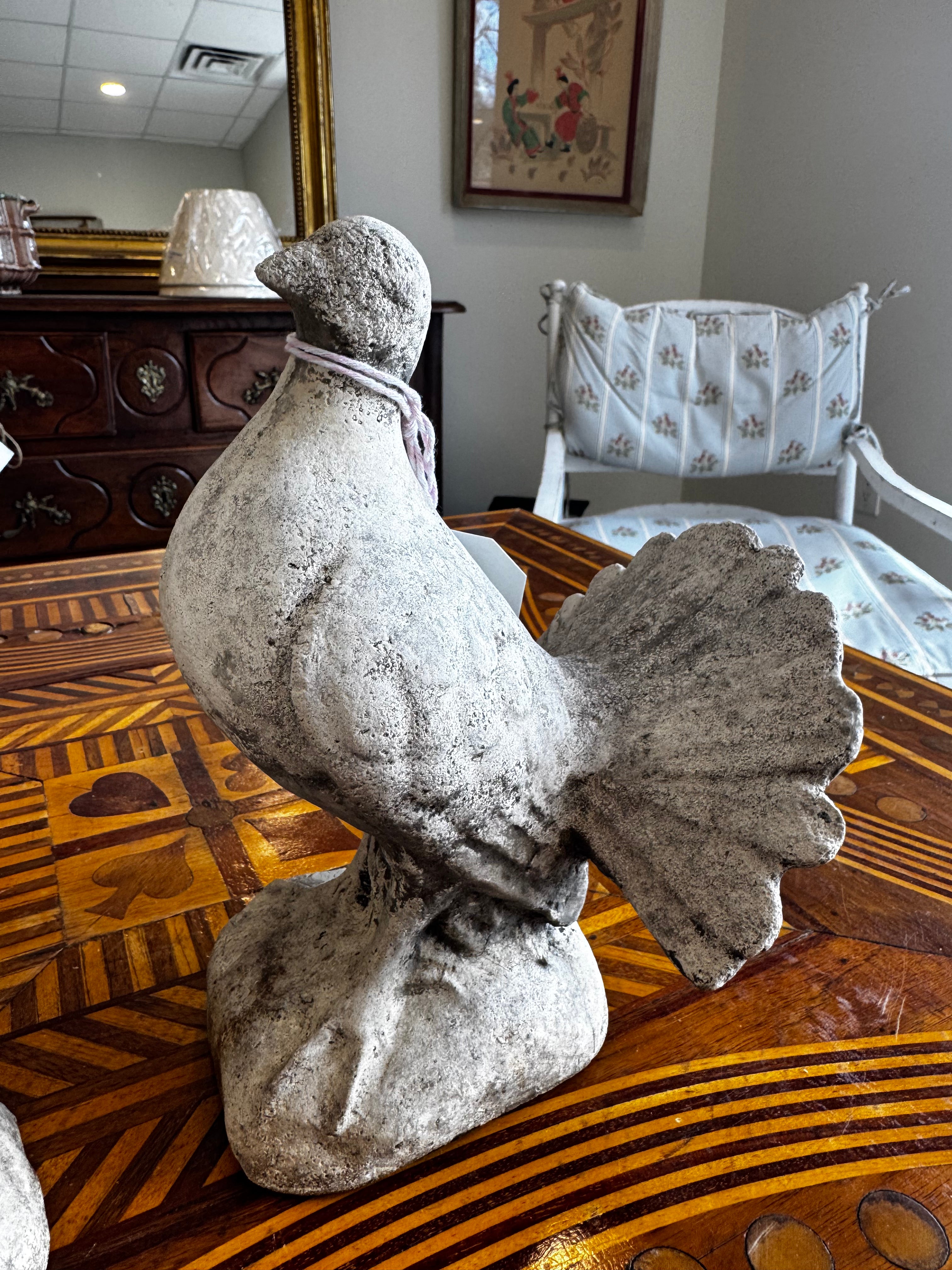 Pair of Vintage Concrete Dove - Garden Ornaments
