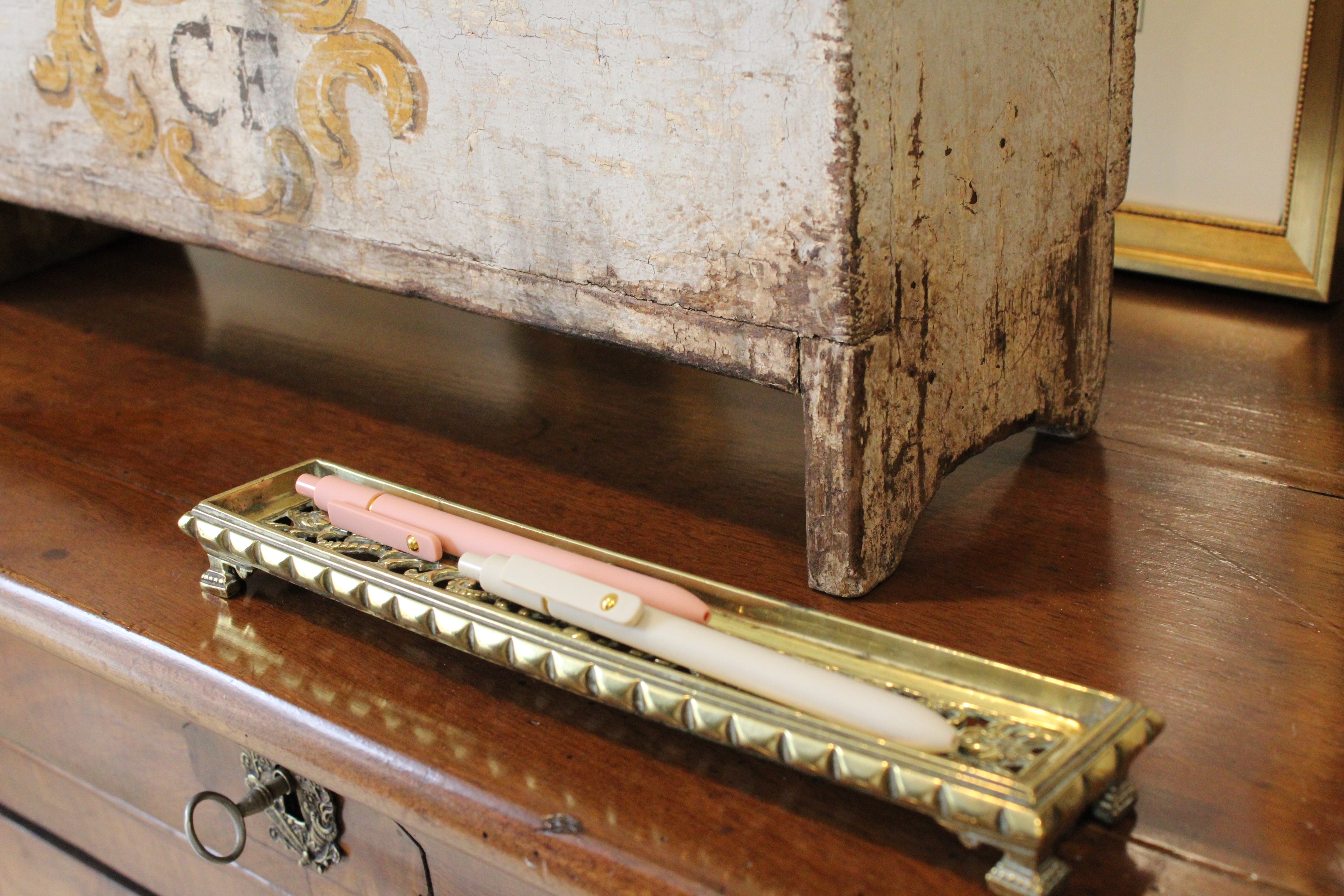 Vintage English Brass Pen Tray
