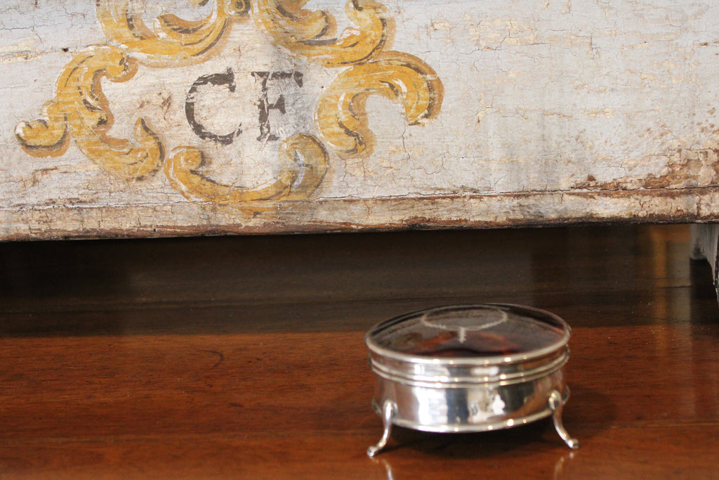 Antique Crystal, Sterling Silver & Tortoiseshell Dresser Box