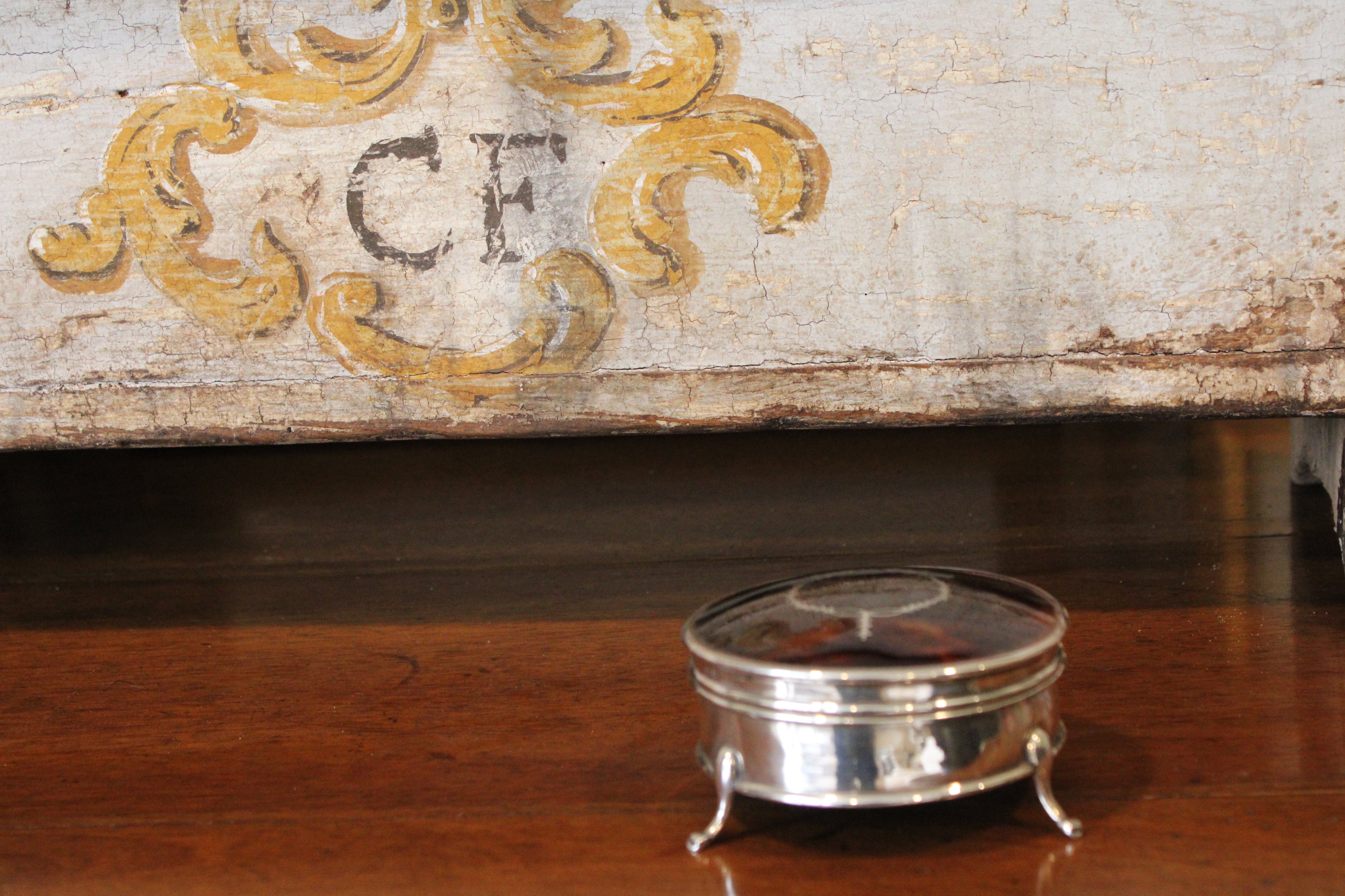 Antique Crystal, Sterling Silver & Tortoiseshell Dresser Box