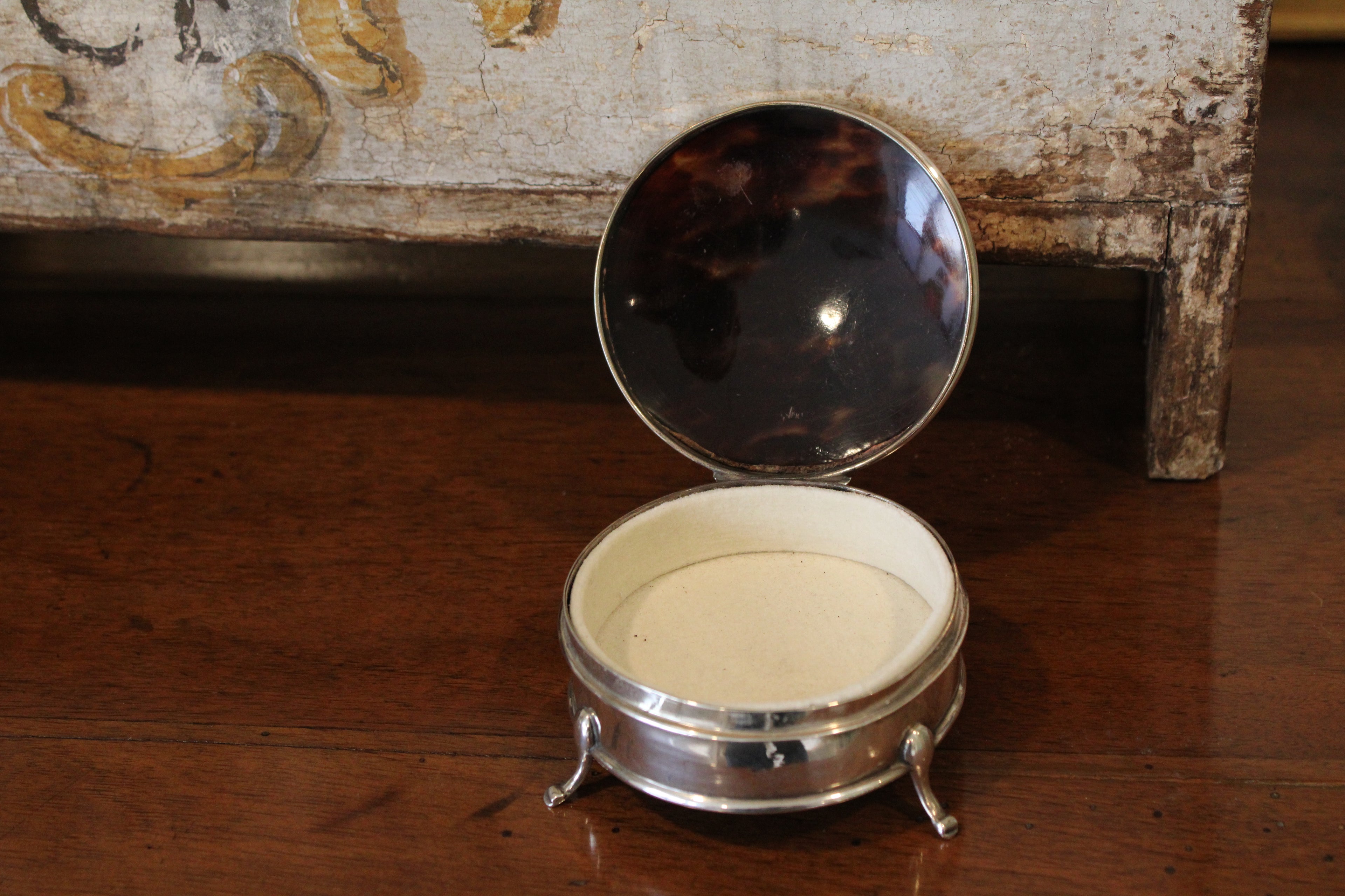 Antique Crystal, Sterling Silver & Tortoiseshell Dresser Box