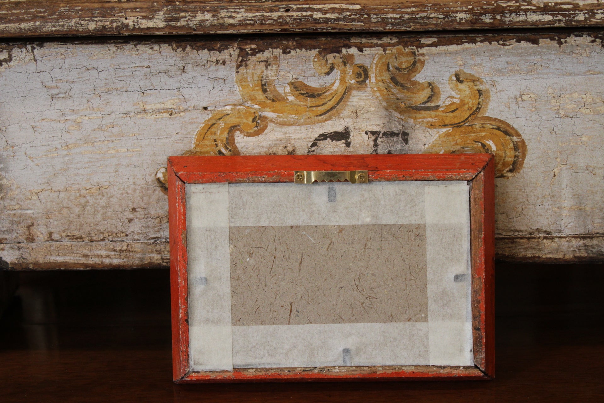 Vintage Reverse Glass Bee with Orange Frame