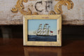 Vintage Reverse Glass Ship with Cream Frame