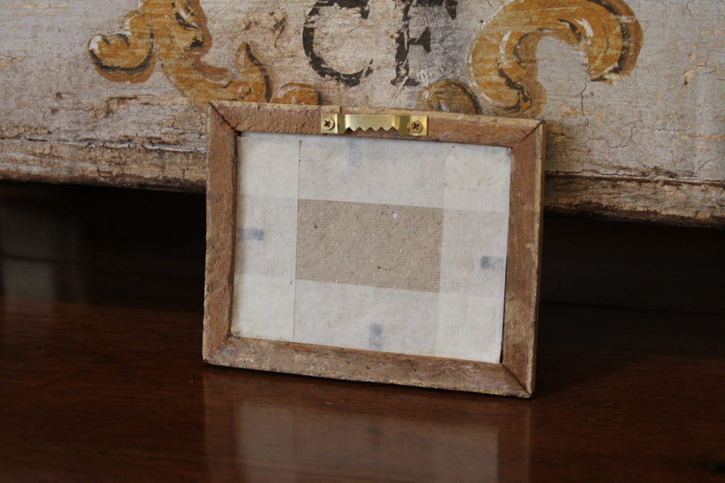 Vintage Reverse Glass Ship with Cream Frame
